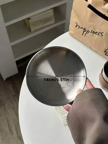 1pc Stainless Steel Round Plate, Refined Dessert Plate For Afternoon Tea, High-Quality Cake/Pastry/Sweet Dish, Minimalist Unique Design For Barbecue