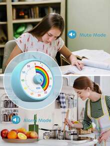Visual Timer For Kids, 60-Minute Countdown Timer For Classroom Office Kitchen, Desk Timer Kids Time Management Tools With Silent Operation, Pomodoro Timer Rainbow Pattern - Multicolor - View 5