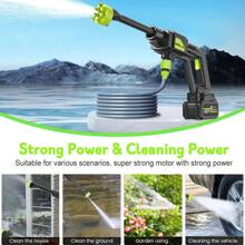 Cordless Pressure Washer, 300W Portable Pressure Cleaner Washer With 6-In-1 Nozzle, Rechargeable Battery Pressure Washer With 5m Water Pipe, High Pressure Washer Gun For Car, Fence, Floor, Patio
