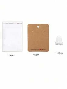 100/200pcs Earring & Necklace Storage Display Cards With Pouches - Multicolor - View 7