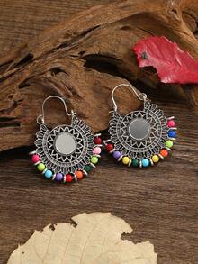 一对复古镜面圆珠耳环