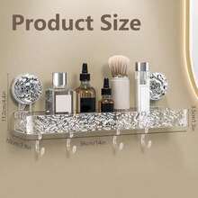 LLC Shower Caddy Suction Cup Wall Mounted Suction Shower Rack Organizer No Drilling Clear Shelf Basket With 4 Movable Hooks Bathroom Storage Rack - Clear - View 4