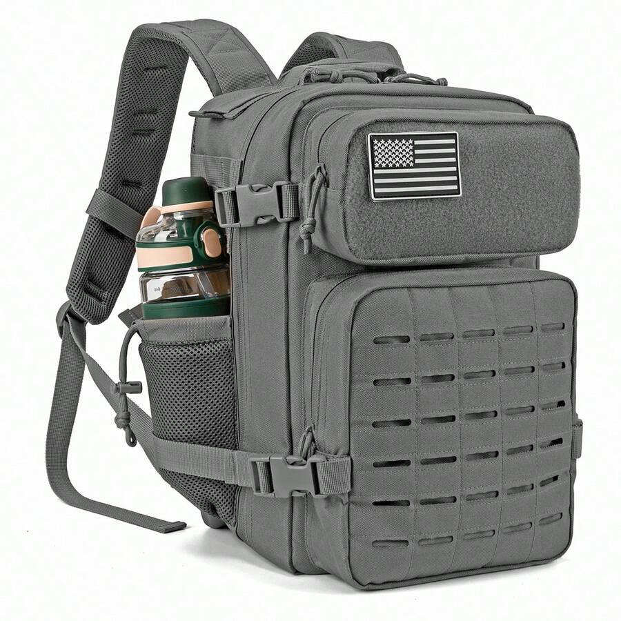 25 Litri Zaino Tattico Zaino With Large Capacity For The Sopravvivenza In Campeggio Di 3 Days With Portabottiglie D'acqua Zaini Da Viaggio - 灰色 - 查看 1