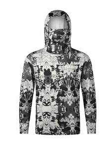 ABUGARCIA Men's Pattern Sun Protection Hoodie With Neck Gaiter, Long Sleeve Comfy Quick Dry Tops For Men's Outdoor Fishing Activities