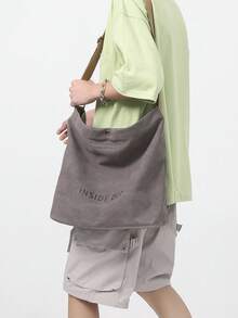 Artistic Style College Canvas Tote Bag, Large Capacity Casual Shoulder Bag For Women