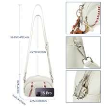 Retro And Fashionable Baseball-Style Single-Shoulder Bag With A Zipper And A-Body Strap. - Black - View 9