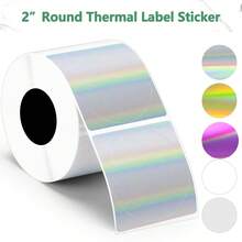 2 Inch Circle Thermal Sticker Labels Self Adhesive Round Direct Thermal Labels Multipurpose Printer Stickers For DIY Logo Design, Qr Code, Name Tag(Holographic/Transparent/White Color) - Multicolor - View 4