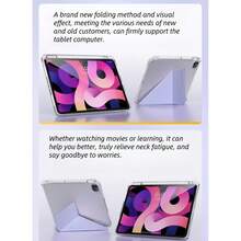 Soporte de escritorio ajustable de material de unicolor a prueba de golpes con ranura para lápices y estuche protector, de varios ángulos, compatible con iPad 9.7/10.2/10.5/Air 3/4/5, 10th Gen, 11-Inch Pro M2/M4, 13-Inch Pro (M4), Tab M11, adecuado para estuche protector de tableta 1 2025, estuche protector de tableta, adecuado para oficina, hogar y uso en viajes, diseño antideslizante en la parte inferior para una colocación estable, también adecuado para cafeterías y regalo de primavera pastel de viaje - Acrílico deformado de alta transparencia - Ver 3