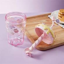 560毫升/18.94盎司 Ufufy 花卉系列雏菊吸管保温杯，大容量塑料摇摇杯，防漏卡通水瓶 - 紫色 - 查看 4