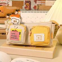 Cartoon Large Capacity Pen Bag Student Stationery Storage Pouch Cute Chestnut Bear Canvas Pencil Bag,Back To School,School Supplies - Multicolor - View 11