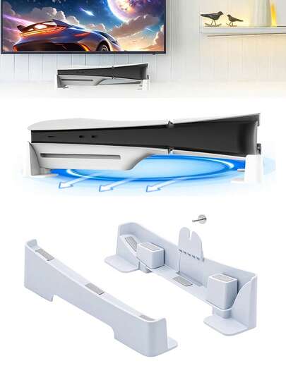 1 pieza Soporte horizontal universal para consola Slim/Pro - Estante de almacenamiento de material ABS, compatible con las ediciones de disco y digital de - Base de almacenamiento resistente, sin componentes electrónicos - Juego de accesorios de base.