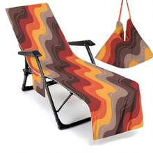 1pc Striped Super Fine Fiber Beach Chair Cover, Water Absorbent Beach Chair Tote Bag, Casual Vacation Sunbed Lounger Cover For Beach, Garden, HotelTravel Essentials Travel Accessories Beach Essentials