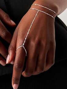 1 pieza Cadena para la clavícula con forma de Y de moda y personalizada, cadena de dedo plana de estilo minimalista y metálica, versátil, excelente opción de regalo