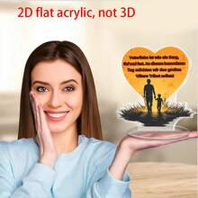 2D 平面亚克力，心形亚克力桌面装饰，带有德国留言板装饰物，带底座 - 透明友谊牌匾，是送给女儿的理想父亲节礼物