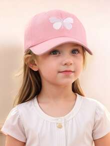 1pc Kids Butterfly Embroidery Casual Versatile Outdoor Sun Shading Baseball Cap - Butterfly Baseball Cap - View 2