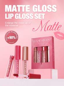 HANDAIYAN 4pcs Matte Lipstick Set, Small Square Tube Design, Moisturizing Formula, Non-Stick, Waterproof, Gift Box Packaging, Suitable For Halloween, Christmas, Autumn And Winter. Perfect For Campus, Daily Makeup, School Dances, Festivals, Decoration And Cosplay. Variety Of Charming Colors To Create Attractive Makeup.