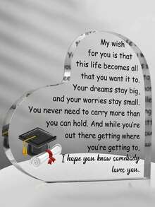 1 件亚克力毕业礼物，高中大学硕士博士毕业礼物，适合学生，亚克力纪念品礼物作为毕业女儿、儿子、姐妹的装饰品。圣诞节