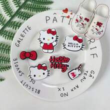 Sanrio Set de 6 piezas/12 piezas Decoraciones para zapatos de hombres y mujeres tipo Hello Kitty - Accesorios 3D lindos y de moda, extraíbles, para zapatos con agujeros tipo KT 3D, accesorios para zapatos con hebilla de personajes de dibujos animados de gato, ideales para vestidos y sandalias de primavera y verano, recomendado como regalo para amigos y novias