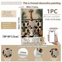 1pc, Canvas Hanging Picture, Framed, Easy To Hang, Optional Frame, Giraffe Toilet Humor Canvas Art Print, Wall Poster, Suitable For Home Bedroom, Kitchen, Living Room, Hotel, Cafe, Office, Canvas Painting, Great For Room Decoration, Wall Arts, Posters - Multicolor - View 13