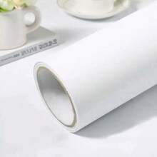 1 Roll Matte White Wall Decorative Contact Paper, Self-Adhesive Removable Vinyl Wallpaper For Kitchen, Bathroom, Bedroom Wall Decor