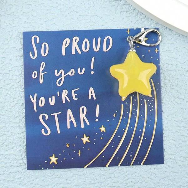 Cute Star Keychains Inspirational Keychain So Proud Of You Keychains With Encouragement Card For Student Teacher School