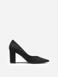 Women's Chunky High Heel Shoes With Pointed Toe - Black - View 6