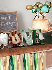 1 pezzo Decorazioni in legno stile animale della giungla, bomboniera per il compleanno, decorazioni in legno a tema animali della giungla, leopardo, per feste di primo compleanno, decorazione creativa per casa, decorazione fotografica da tavolo, decorazione per festa di festa di nascità, decorazione in legno artigianale per feste