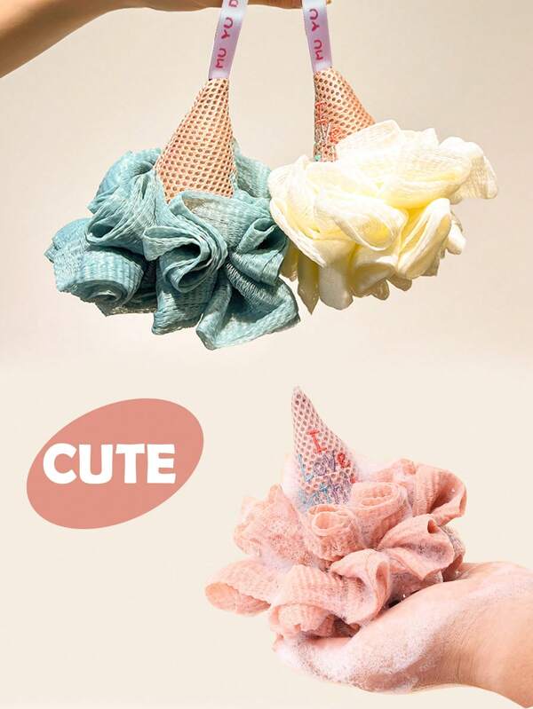 1pc Ice Cream Shaped Loofah/Bath Sponge, 2-In-1 Body Cleaning Tool, Lather Scrubber, Suitable As Gift