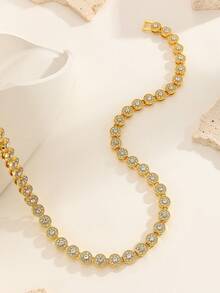 1 件欧美时尚男士圆形冰糖水钻项链，街舞说唱嘻哈时尚配饰，男女通用节日礼物