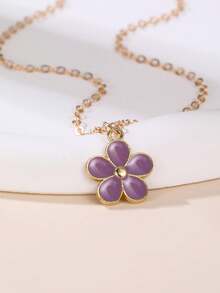 1pc/2pcs/4pcs Girls Oil Drop Flower Necklace Set, Suitable For Daily Decoration - Multicolor - View 12