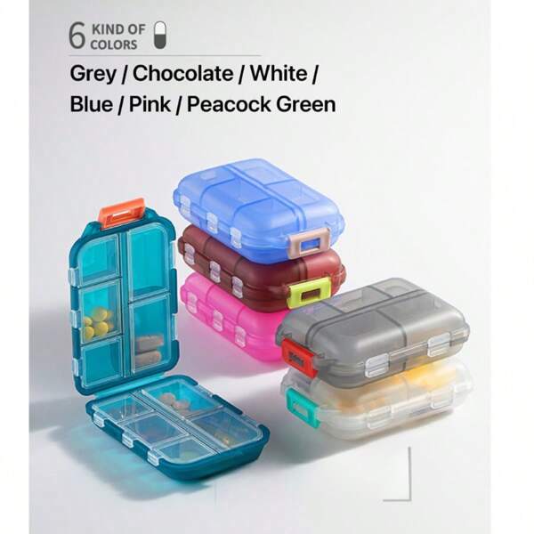 10 - Compartment Portable Pill Box Folding Storage Box