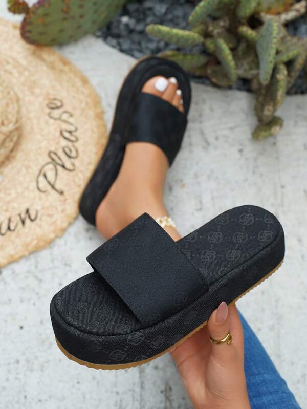Women's Casual Platform Sandals, Summer New Retro Floral Print Open Toe Strap Wedge Slides, Vintage Versatile Beach Travel Sandals