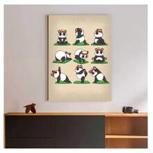 1pc Frameless Yoga Cartoon Cute Animal Rabbit Dog Elephant Art Posters Vintage Painting Printing Wall Arts Modern Minimalist Club Gym Living Room Bedroom Dormitory Wall Decoration Home Wall Decoration Aesthetics Daycare Children's Room Kawaii Pictutor ,Wall Art With Frame