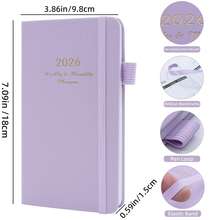 Planificador mensual compacto 2026 - Mini planificador mensual, tamaño de billetera 7.08" X 3.86", cubre de enero de 2026 a diciembre de 2026, papel de 100 g/m², bucle para bolígrafo y bloc de notas, cubierta rígida de piel sintética, excelente para útiles escolares y vuelta al cole - Multicolor - Ver 5