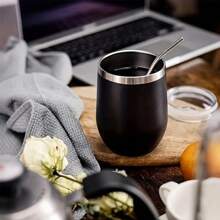 1pc 350ML 12oz Coffee Mug Thermal Cup Tumbler With Lid Stainless Steel Vacuum Insulated Double Wall Black Back To School