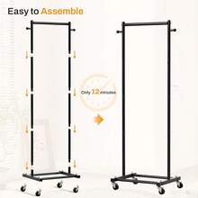 MISSLO Small Clothes Racks For Hanging Clothes Clothing Rack With Wheels 60" Heavy Duty Garment Rack Portable Rolling Wardrobe Rack For Small Space, Black - Black - View 9