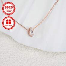 1 pieza Collar de moda para mujer, estilo clásico con forma de diamante de seis garras, de plata de ley 925 incrustada con circonita cúbica de calidad 5A, adecuado para fiestas, uso diario, regalos, citas, vacaciones, bodas, apto para el Día de la Madre, San Valentín, Pascua, Navidad, aniversario, cumpleaños