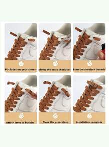 4 pièces Lacets de chaussures de sport ondulés, légers, tressés, de couleur unie, réglables. Comprend 2 lacets + 2 boucles. Lavage à la main. Lacets mous. Boucles à bouton-pression colorées. Attache plate élastique extensible de 8 mm sans lacet