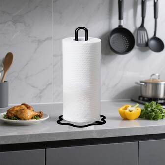 Paper Towel Holder Countertop, Kitchen Paper Towel Stand Holder For Kitchen Organization And Storage, Paper Towel Holders For Standard And Large Size Rolls Tissue Box, Tissue Holder, Napkin Holder, Toilet Paper Holder, Toilet Roll Holder, Wipes Container Kitchen Roll Holder, Paper Towel Holder, Table, Bathroom, Kitchen, (Black1/2pcs)