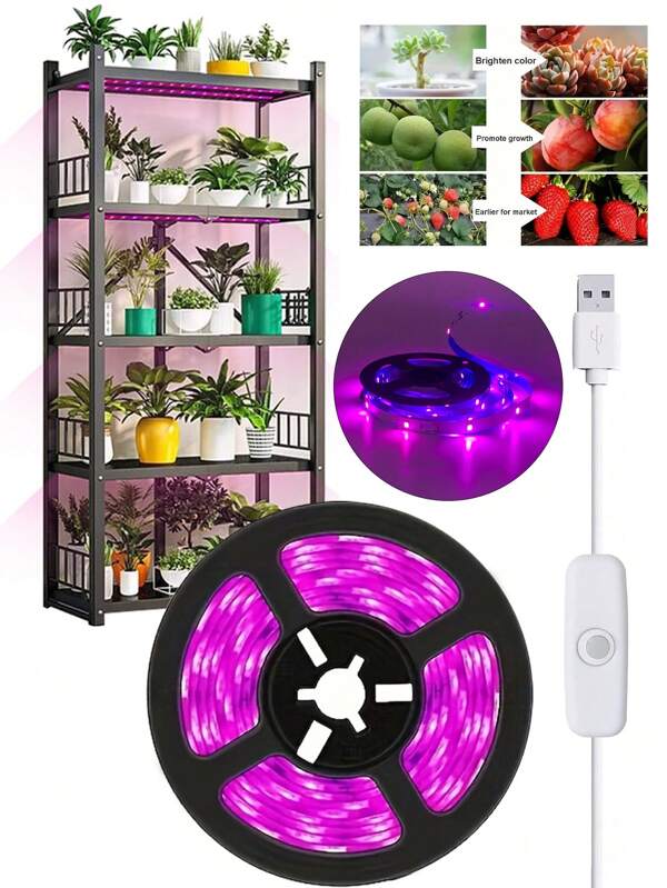1 Rolle/2 Rollen USB 1/2/3/5M LED Pflanzenwachstum Licht SMD2835 Pink Lila IP20 Vollspektrum Innenraum Gewächshaus Blumen Saatgut Pflanzenbeleuchtung