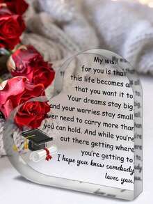 1 件亚克力毕业礼物，高中大学硕士博士毕业礼物，适合学生，亚克力纪念品礼物作为毕业女儿、儿子、姐妹的装饰品。圣诞节