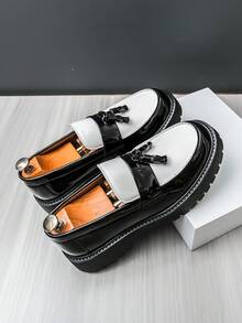 Giày lười nam tua rua trang trí, giày công sở bóng loáng phong cách Anh cổ điển, giày công sở & giày cưới phong cách Old Money Chic mùa thu - A - Xem 16