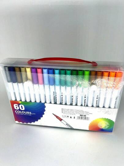 Tesouro direto Import Kit Caneta 2 em 1 Brush Lettering e Ponta Fina Dual Pen Canetinha Colorir Desenho