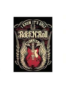 Set Of 1/3 Pcs Pop Rock Music Wall Arts Posters Witty Rock And Roll Guitar Design Pictures Canvas Printing Posters Bar Living Room Bedroom Home Decoration Unframed-Style ,Wall Art With Frame