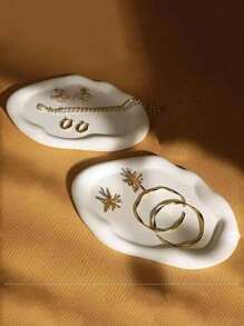 Ceramic Jewelry Tray, Decorative Cloud Vanity Key Tray For Women, Ring Holder Dish, Cute Jewelry Dish For Aesthetic Decor, White, Medium