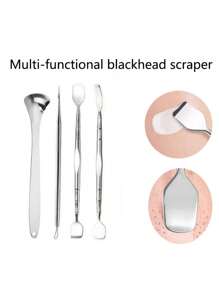 Limpiador de puntos negros de doble cabezal, limpiador de poros, raspador de puntos negros de acero inoxidable, herramienta de belleza para la limpieza facial de los poros