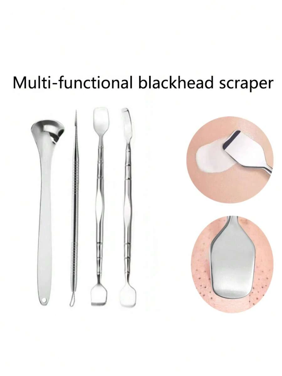 Limpiador de puntos negros de doble cabezal, limpiador de poros, raspador de puntos negros de acero inoxidable, herramienta de belleza para la limpieza facial de los poros