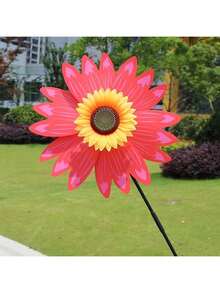 1pc Giant Colorful Sunflower Windmill - Handheld Outdoor Toy For Garden & Yard Decor - Multicolor - View 8