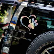 1pc Dog Palm Print Heart Shaped Design Innovative Imitation Diamond Sticker Shiny Cute Car Stickers Car Styling Cartoon Stickers For Car Motorcycle