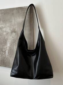 Bolso de hombro de gran capacidad, suave y de unicolor vintage para mujeres, bolso bandolera versátil con asa, bolso de hombro tipo hobo de gran capacidad, bolso bandolera casual para el trabajo